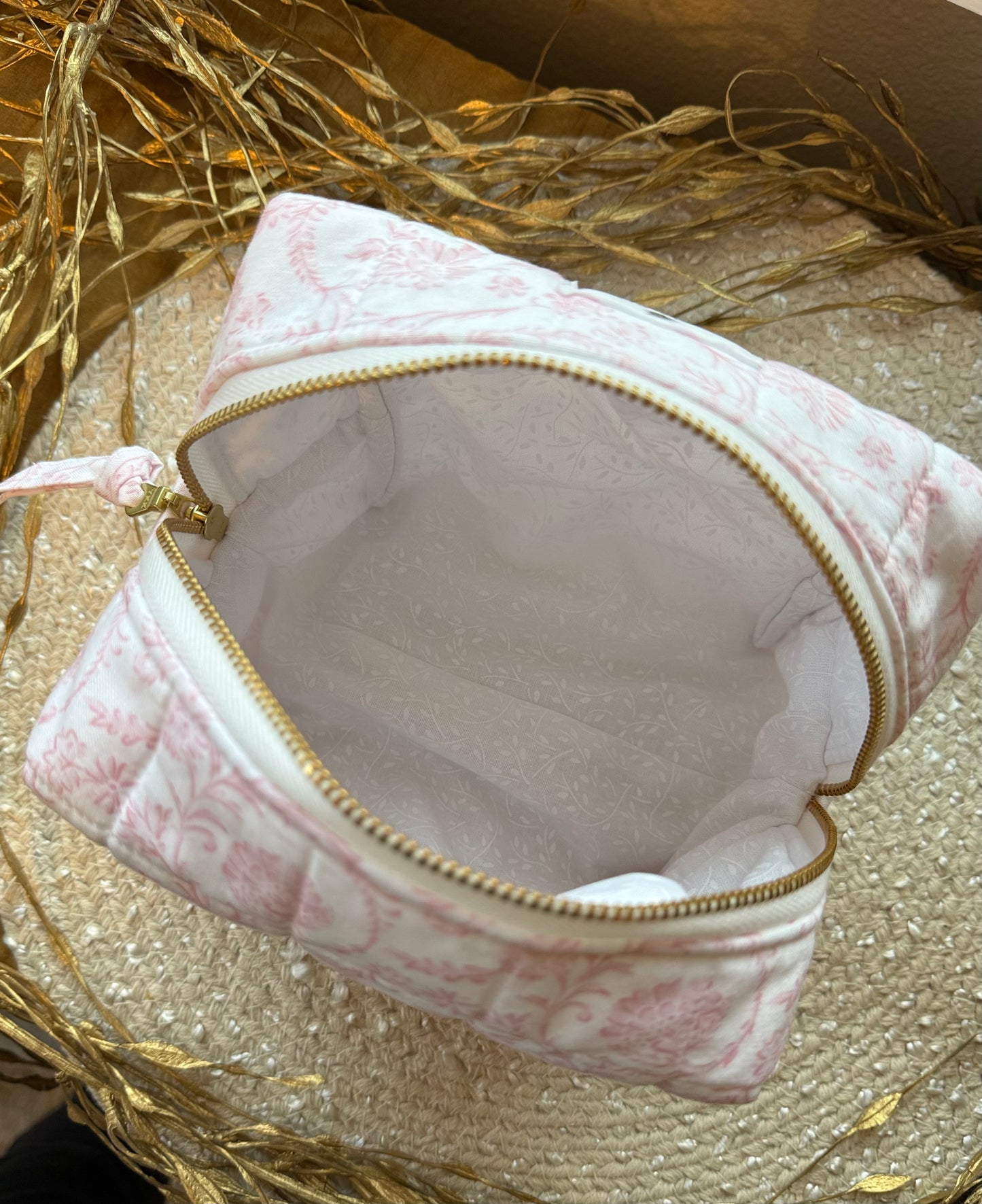 Pink Filigree Medium Makeup Bag