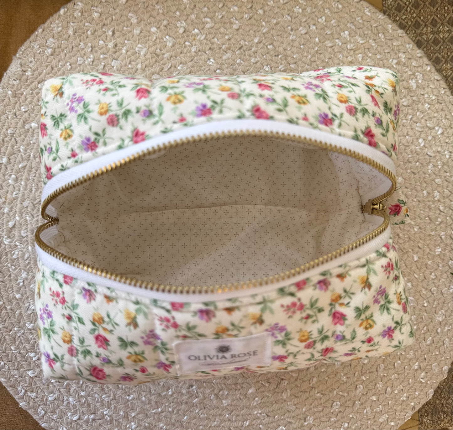 Multi Mini Floral Quilted Medium Makeup Bag