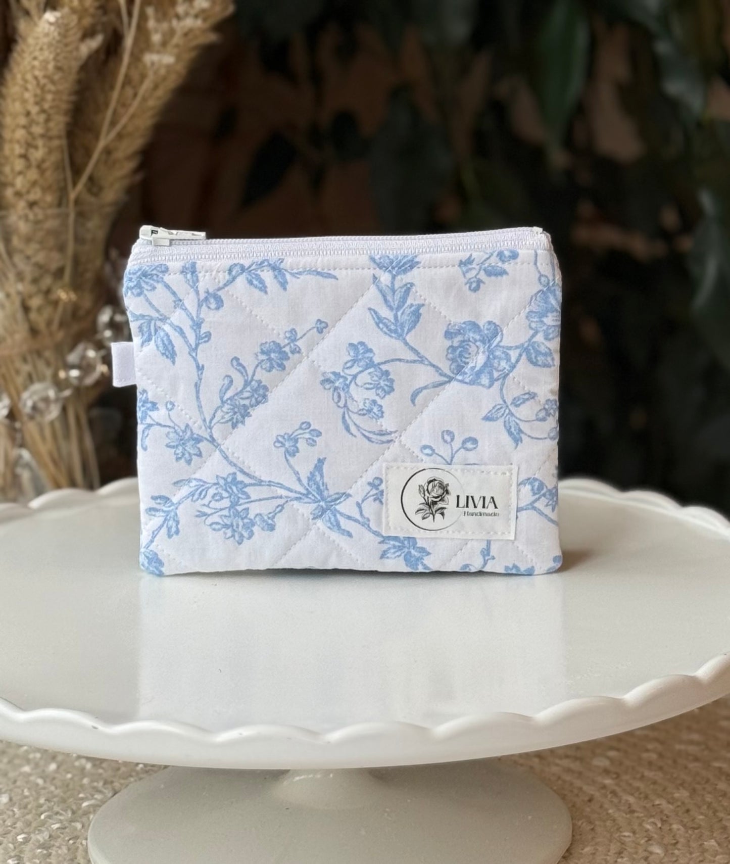 Blue Filigree Quilted Wallet