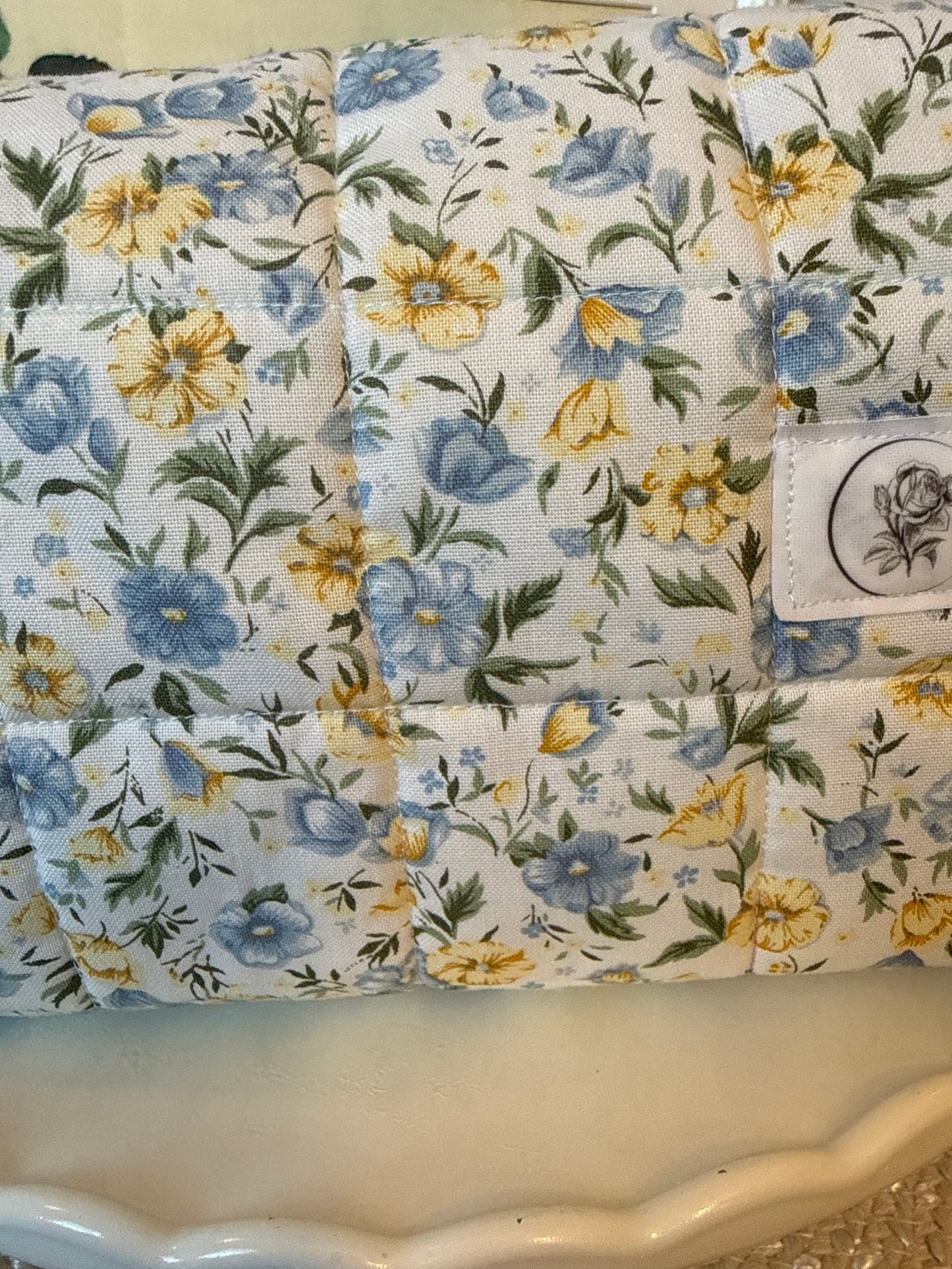 Large Blue and Yellow Floral Carry All Bag