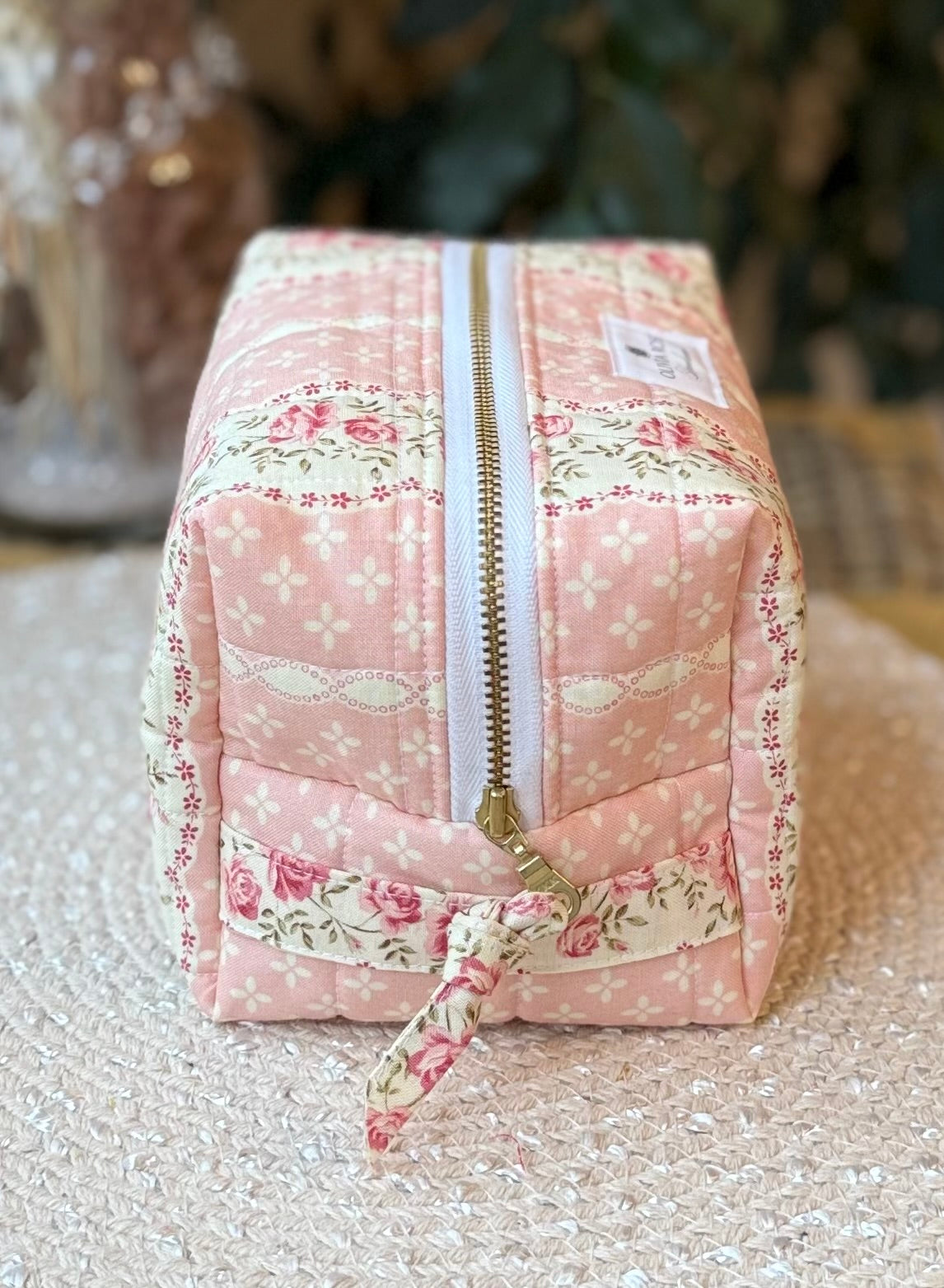 Rows of Roses Quilted Medium Makeup Bag