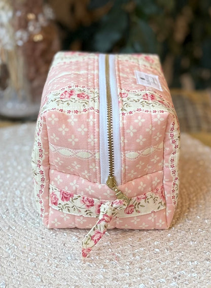 Rows of Roses Quilted Medium Makeup Bag
