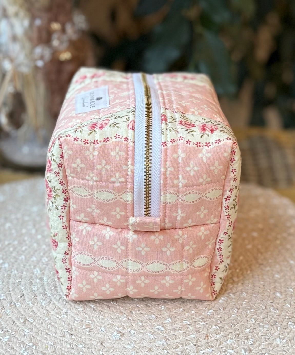 Rows of Roses Quilted Medium Makeup Bag
