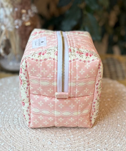 Rows of Roses Quilted Medium Makeup Bag