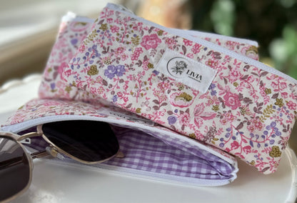 Pink and Purple Ditzy Quilted Small Pouch