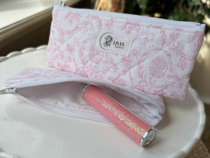Pink Filigree Quilted Small Pouch