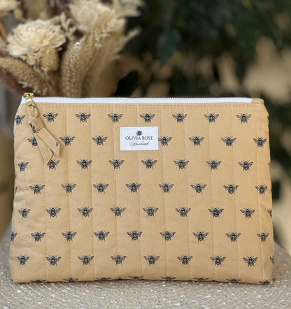 Blue Bees Quilted Medium Toiletries Bag