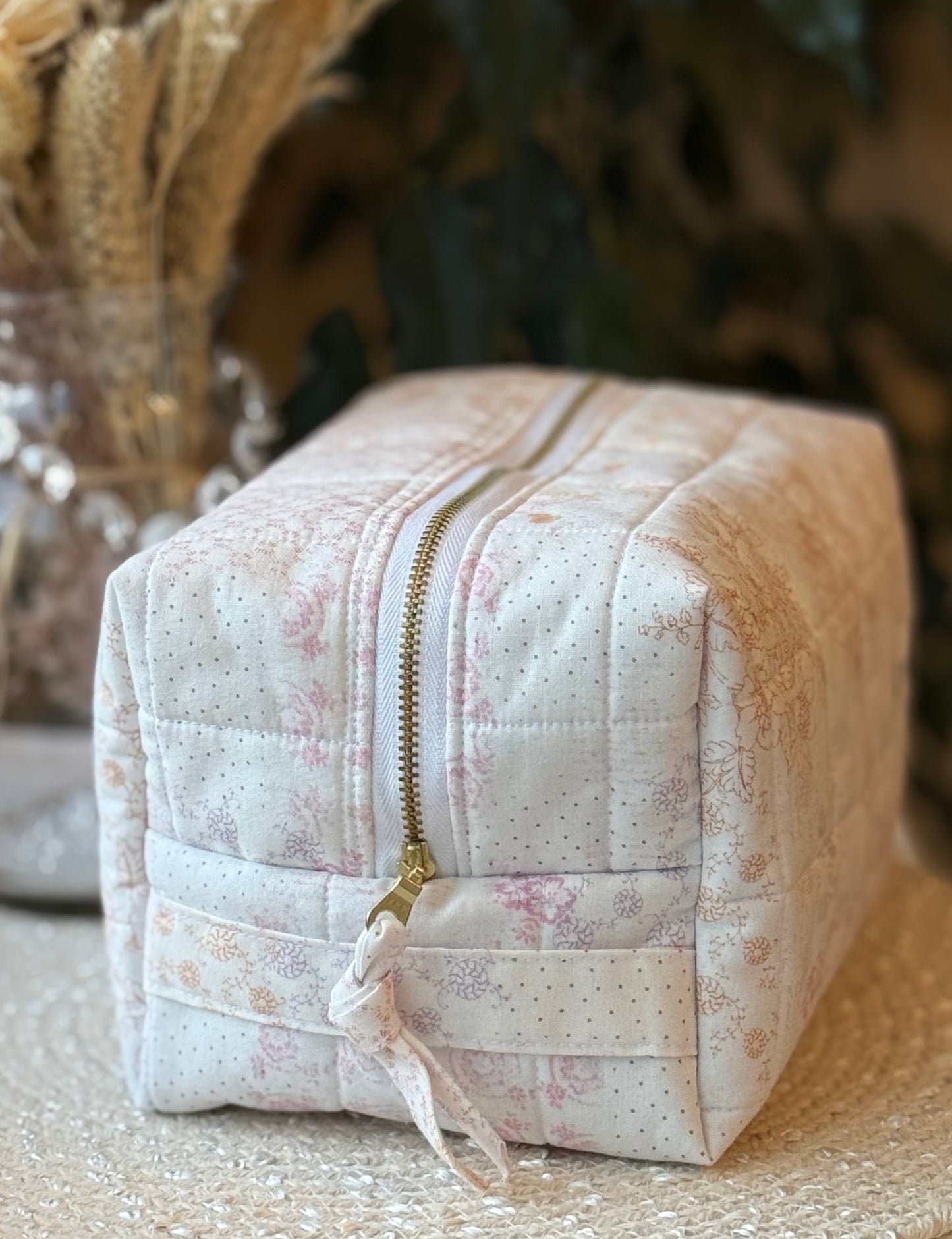 Light Patchwork Large Makeup Bag