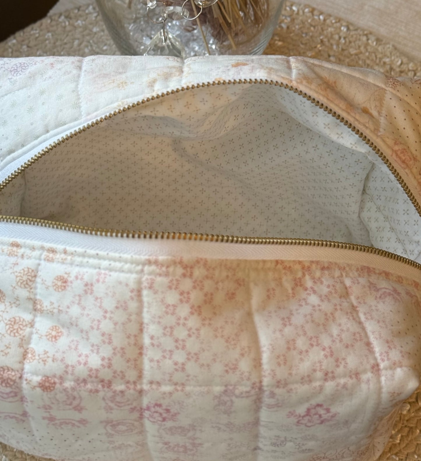 Light Patchwork Large Makeup Bag
