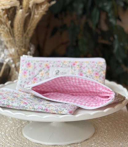 Pink and Yellow Ditzy Floral Small Pouch