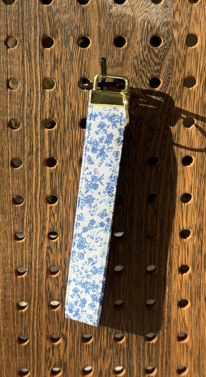 Blue Floral Wristlet