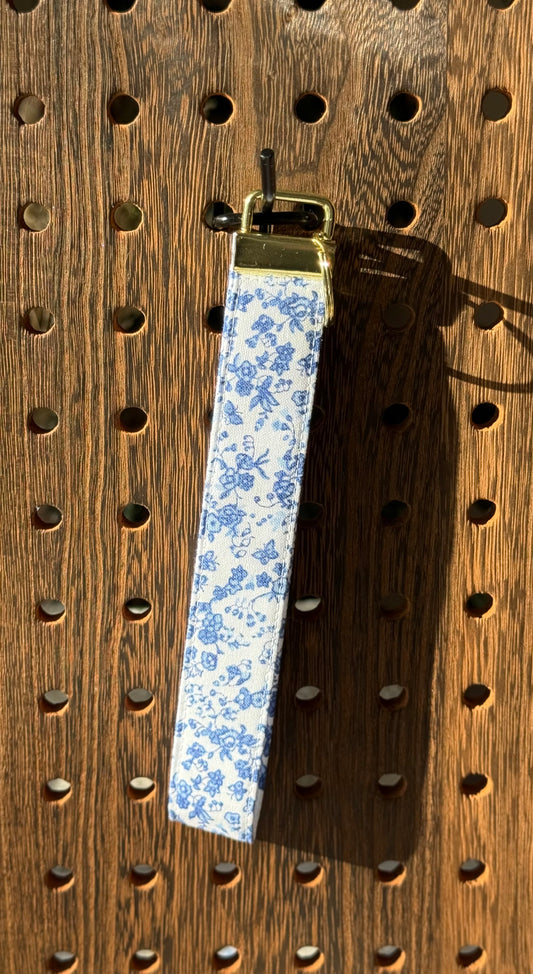 Blue Floral Wristlet