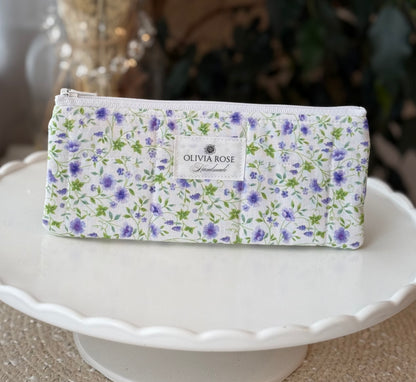 Violet Floral Quilted Small Pouch