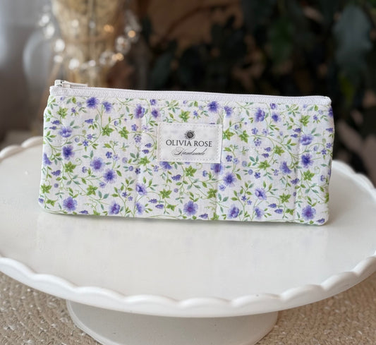 Violet Floral Quilted Small Pouch