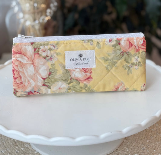 Vintage Rose Quilted Small Pouch
