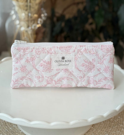 Pink Filigree Quilted Small Pouch