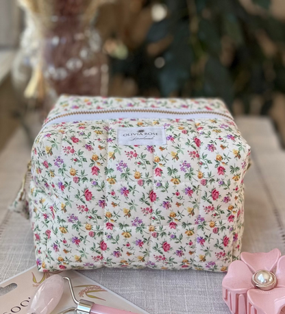 Multi Mini Floral Quilted Medium Makeup Bag