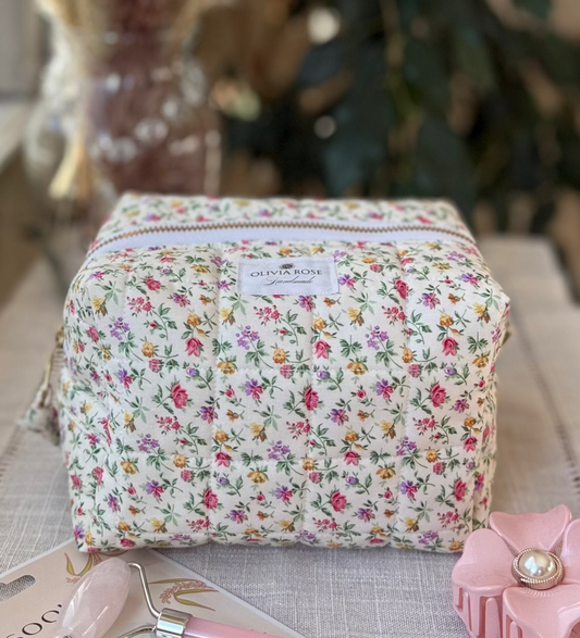 Multi Mini Floral Quilted Medium Makeup Bag