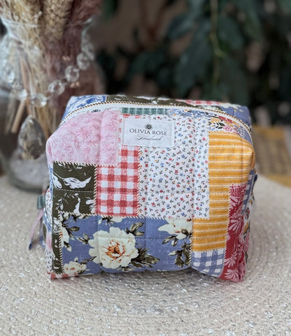 Patchwork Quilted Medium Makeup Bag