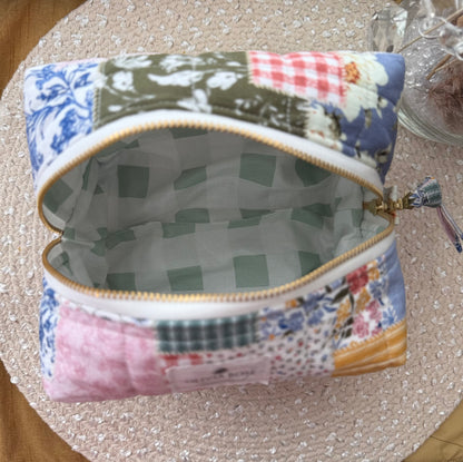 Patchwork Quilted Medium Makeup Bag