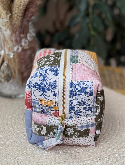 Patchwork Quilted Medium Makeup Bag