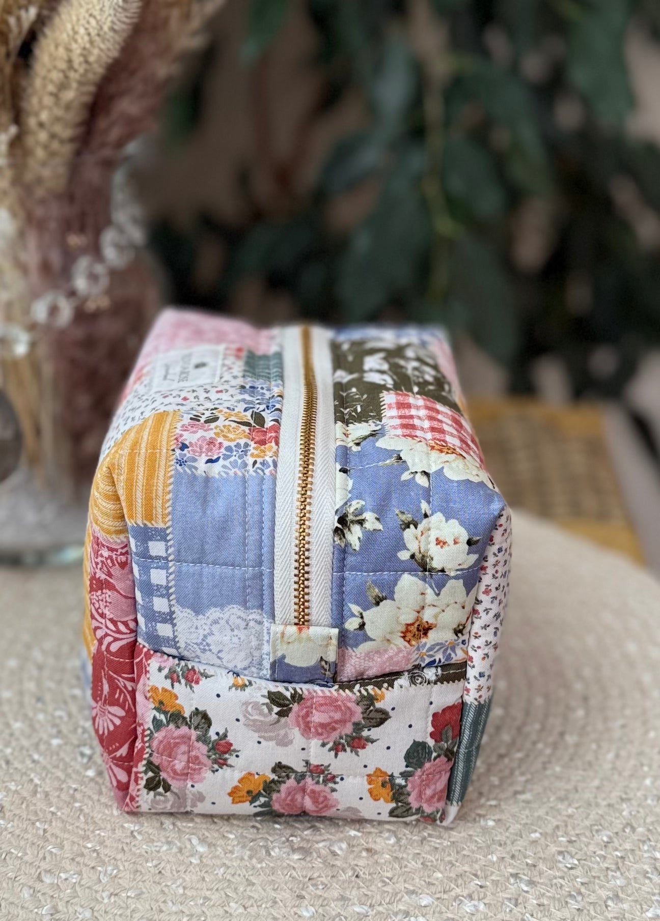 Patchwork Quilted Medium Makeup Bag