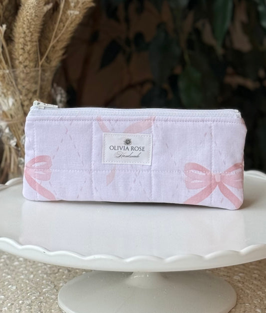 Pink Bows quilted Small Pouch