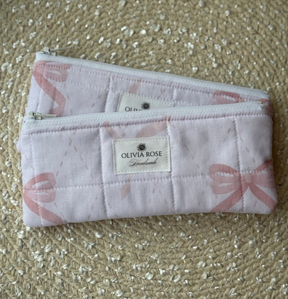 Pink Bows quilted Small Pouch