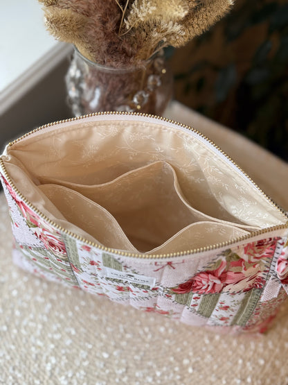 Rose Patchwork Quilted Medium Toiletries Bag
