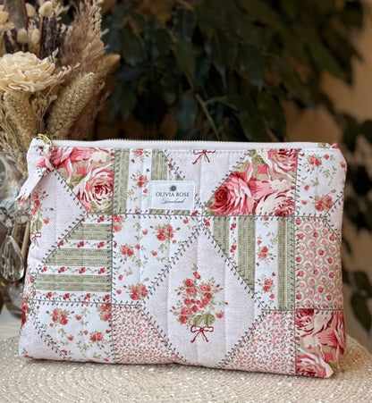 Rose Patchwork Quilted Medium Toiletries Bag