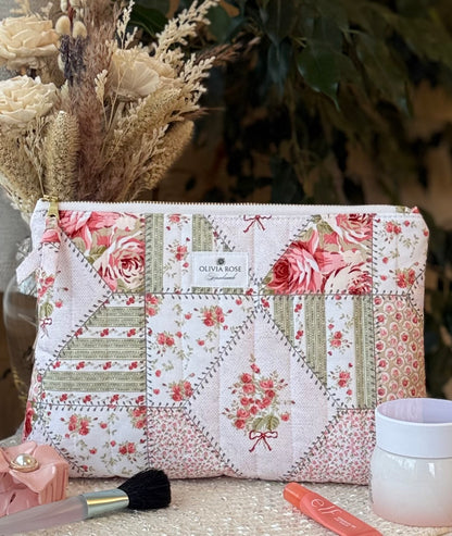 Rose Patchwork Quilted Medium Toiletries Bag