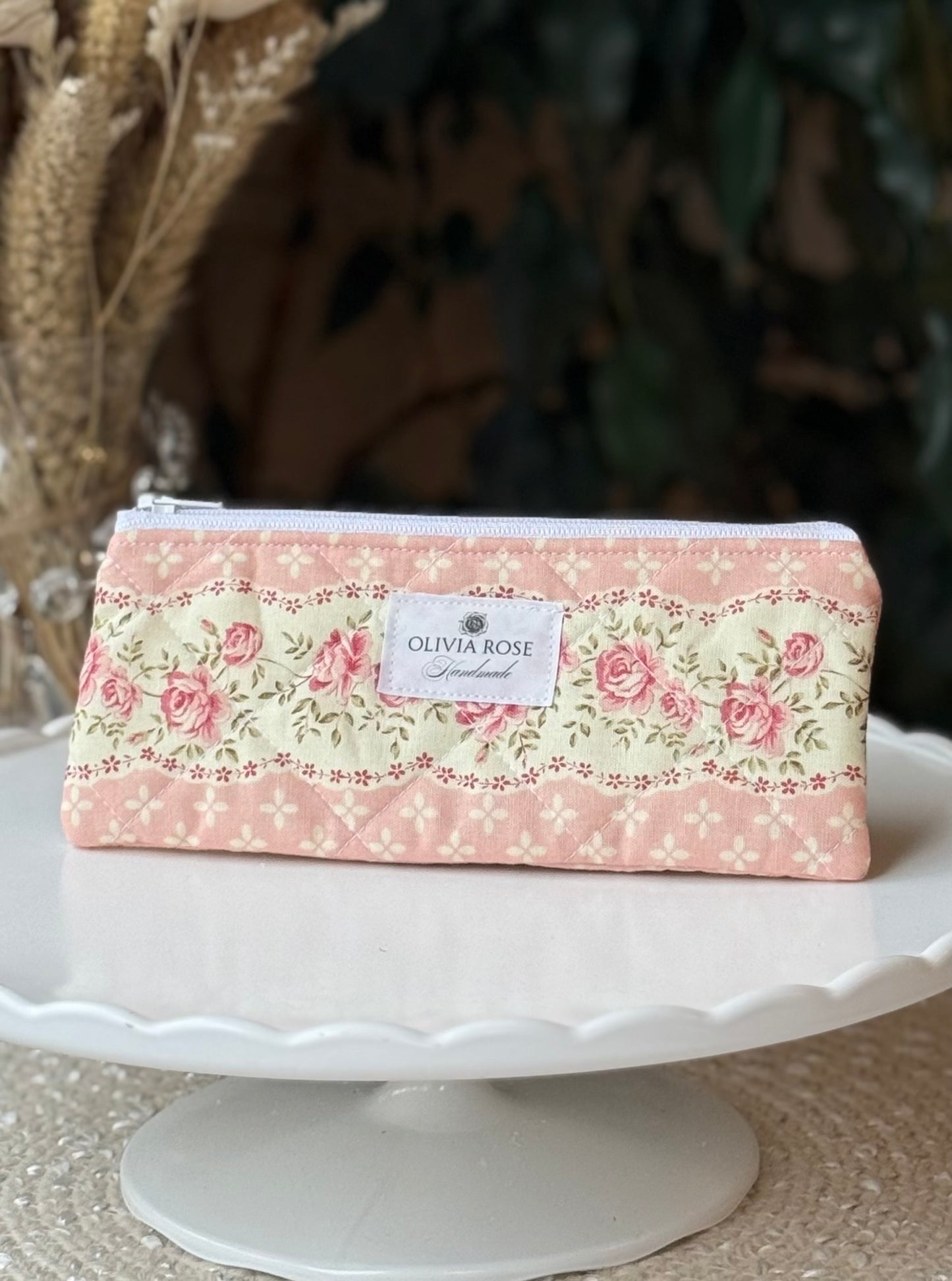 Rows of Roses Quilted Small Pouch