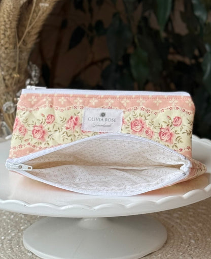 Rows of Roses Quilted Small Pouch