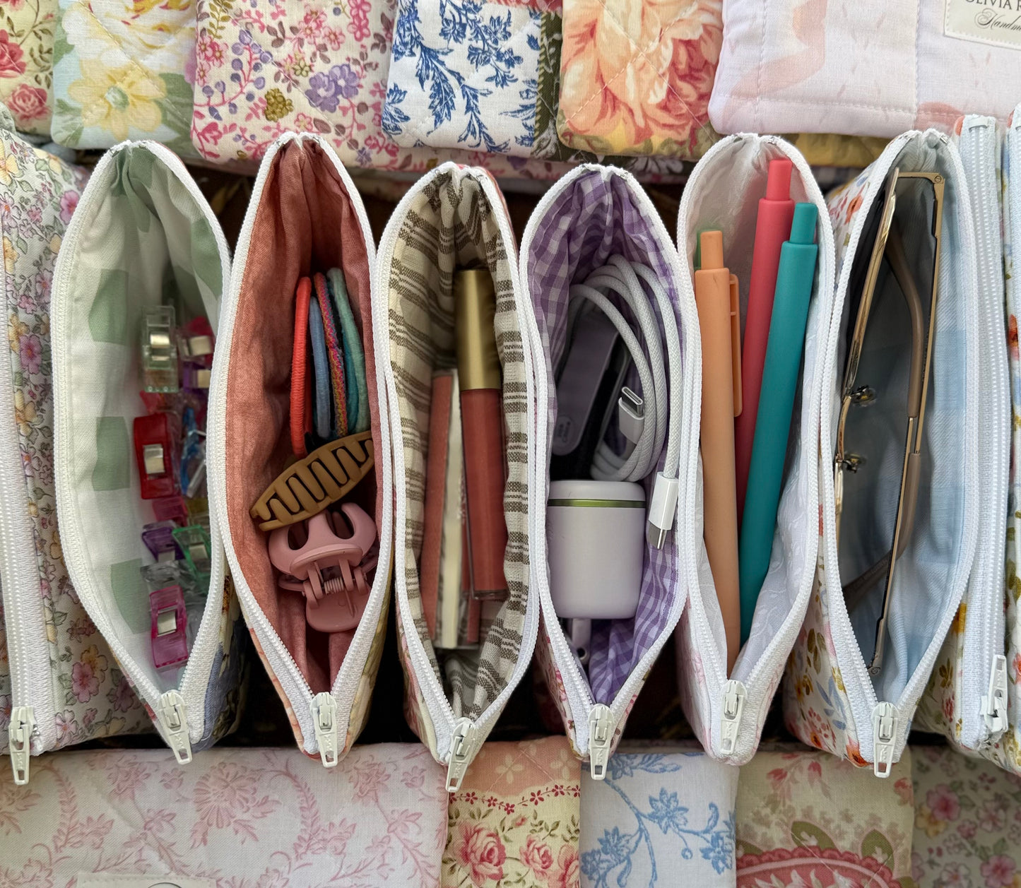 Pink and Yellow Ditzy Floral Small Pouch