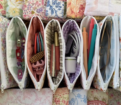 Pink and Yellow Ditzy Floral Small Pouch