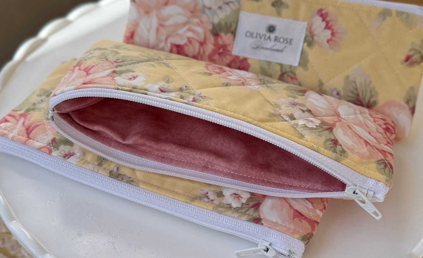 Vintage Rose Quilted Small Pouch