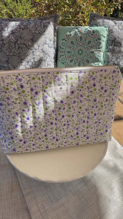 Violet Floral Quilted Medium Toiletries Bag